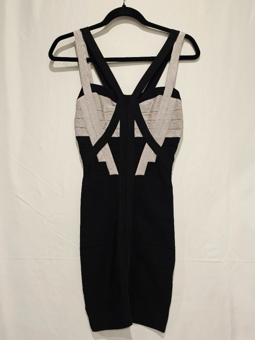 bebe Black Bandage Bodycon Dress Women's M Sleeveless Strappy Party Club Mini